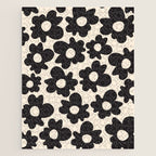 Black and White - Abstract Flower Shape - Cream Background Jigsaw Puzzle Gallery Image 1