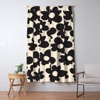 Black and White - Abstract Flower Shape - Cream Background Window Curtain Gallery Image 5