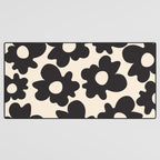 Black and White - Abstract Flower Shape - Cream Background Desk Mat Gallery Image 3