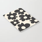 Black and White - Abstract Flower Shape - Cream Background Notebook Gallery Image 3