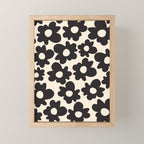 Black and White - Abstract Flower Shape - Cream Background Mini Art Print Gallery Image 1
