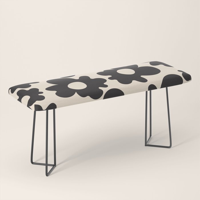 Black and White - Abstract Flower Shape - Cream Background Bench Gallery Image 1