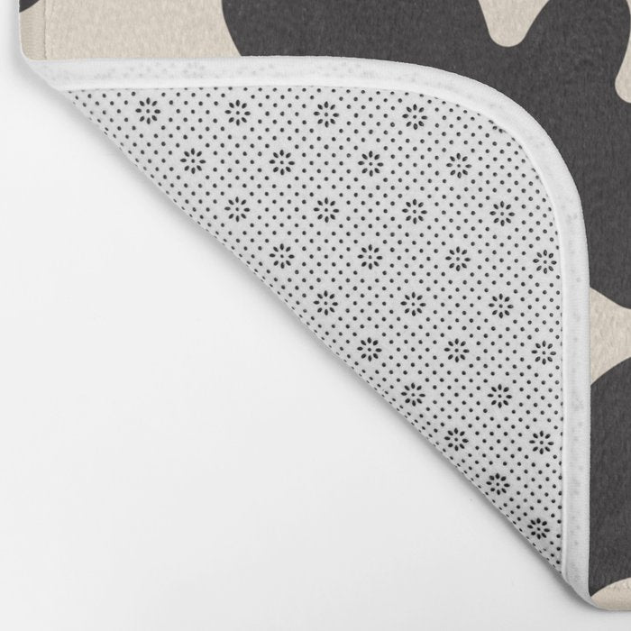 Black and White - Abstract Flower Shape - Cream Background Bath Mat Gallery Image 2