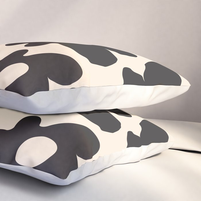 Black and White - Abstract Flower Shape - Cream Background Pillow Sham Gallery Image 3