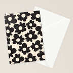 Black and White - Abstract Flower Shape - Cream Background Stationery Card Gallery Image 2
