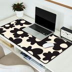 Black and White - Abstract Flower Shape - Cream Background Desk Mat Gallery Image 2