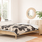Black and White - Abstract Flower Shape - Cream Background Duvet Cover Gallery Image 2