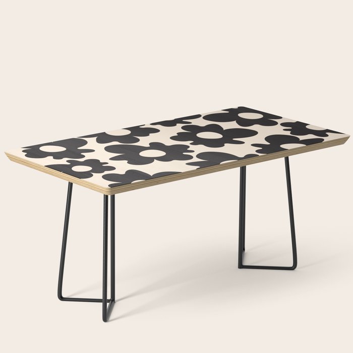 Black and White - Abstract Flower Shape - Cream Background Coffee Table Gallery Image 1