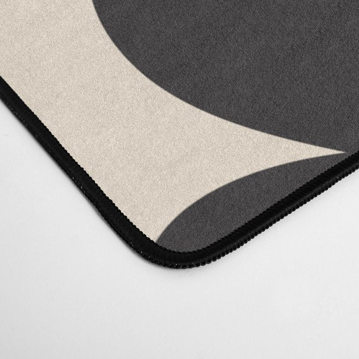 Black and White - Abstract Flower Shape - Cream Background Desk Mat Gallery Image 4
