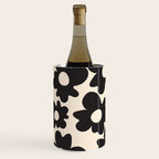 Black and White - Abstract Flower Shape - Cream Background Wine Chiller Gallery Image 2
