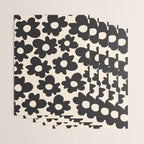 Black and White - Abstract Flower Shape - Cream Background Wrapping Paper Gallery Image 3