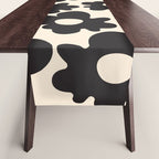 Black and White - Abstract Flower Shape - Cream Background Table Runner Gallery Image 1