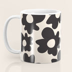 Black and White - Abstract Flower Shape - Cream Background Coffee Mug Gallery Image 3