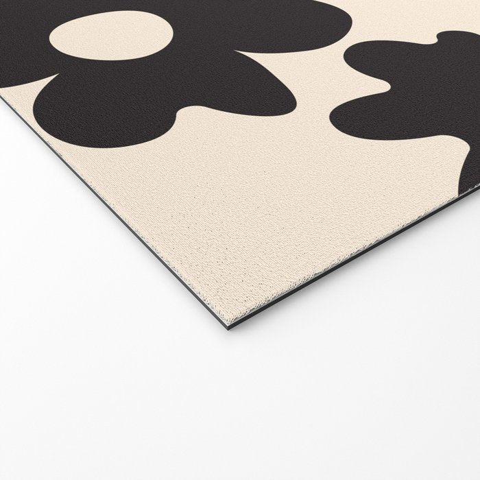 Black and White - Abstract Flower Shape - Cream Background Welcome Mat Gallery Image 2
