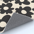 Black and White - Abstract Flower Shape - Cream Background Rug Gallery Image 4