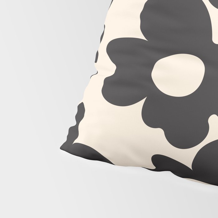 Black and White - Abstract Flower Shape - Cream Background Pillow Sham Gallery Image 4
