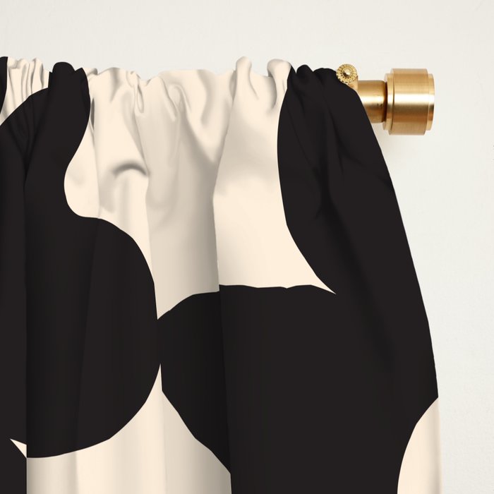 Black and White - Abstract Flower Shape - Cream Background Window Curtain Gallery Image 2