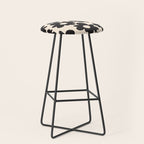 Black and White - Abstract Flower Shape - Cream Background Stool Gallery Image 1