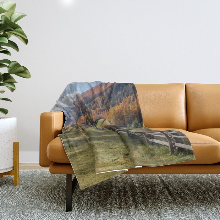 Italian Dolomites in Autumn Travel Photography Throw Blanket Gallery Image 1