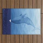Whale blue ocean Outdoor Rug Gallery Image 1