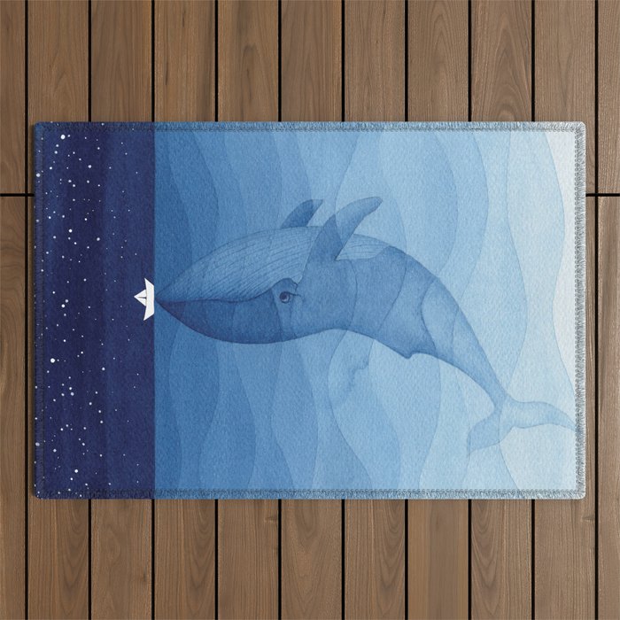 Whale blue ocean Outdoor Rug Gallery Image 1