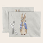 Peter the rabbit beige linen textured background Placemat Gallery Image 1