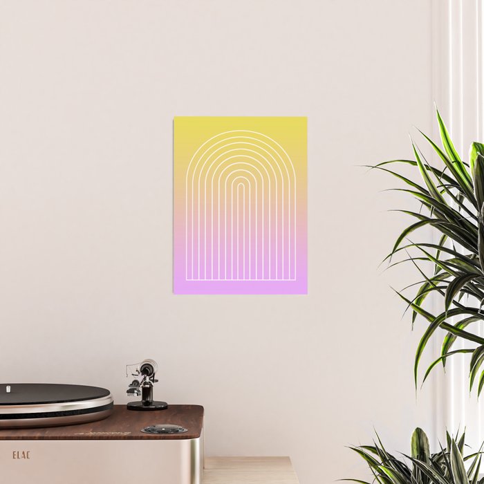 Ombre Arch IV Pink Yellow Sunrise Gradient Modern Geometric Lines Poster Gallery Image 2