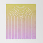 Ombre Arch IV Pink Yellow Sunrise Gradient Modern Geometric Lines Throw Blanket Gallery Image 2