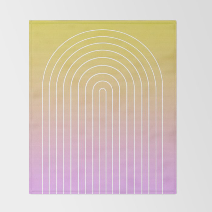 Ombre Arch IV Pink Yellow Sunrise Gradient Modern Geometric Lines Throw Blanket Gallery Image 2