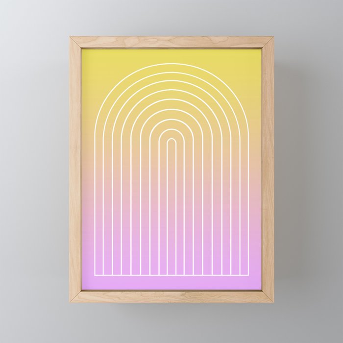 Ombre Arch IV Pink Yellow Sunrise Gradient Modern Geometric Lines Mini Art Print Gallery Image 1