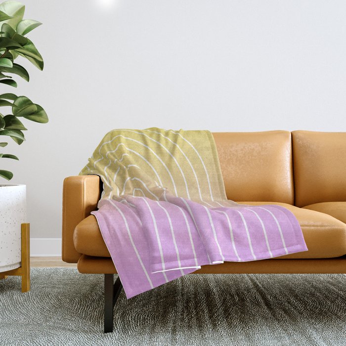 Ombre Arch IV Pink Yellow Sunrise Gradient Modern Geometric Lines Throw Blanket Gallery Image 1