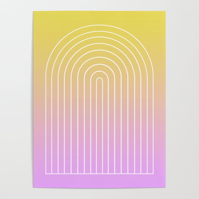 Ombre Arch IV Pink Yellow Sunrise Gradient Modern Geometric Lines Poster Gallery Image 4