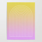 Ombre Arch IV Pink Yellow Sunrise Gradient Modern Geometric Lines Poster Gallery Image 4