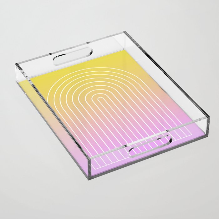 Ombre Arch IV Pink Yellow Sunrise Gradient Modern Geometric Lines Acrylic Tray Gallery Image 1