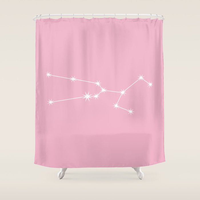 Taurus Zodiac Star Constellation Line Art Soft Pink Shower Curtain Gallery Image 1