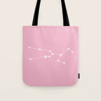 Taurus Zodiac Star Constellation Line Art Soft Pink Tote Bag Gallery Image 1