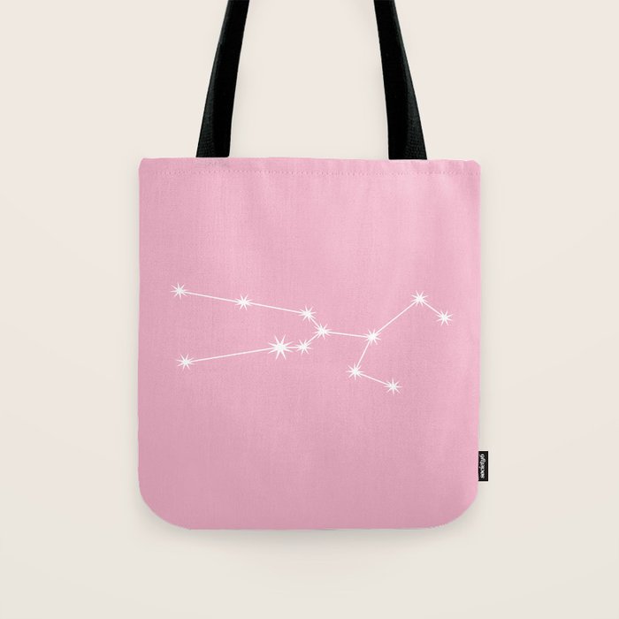 Taurus Zodiac Star Constellation Line Art Soft Pink Tote Bag Gallery Image 1