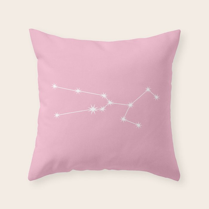 Taurus Zodiac Star Constellation Line Art Soft Pink Throw Pillow Gallery Image 6