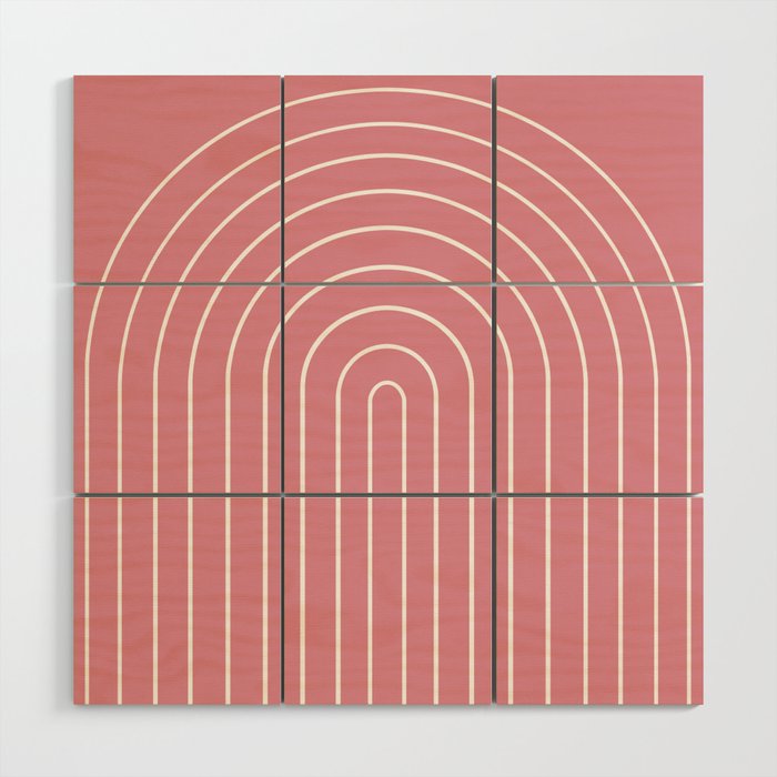 Minimal Arch XVIII 90s Pink Modern Geometric Lines Wood Wall Art Gallery Image 1