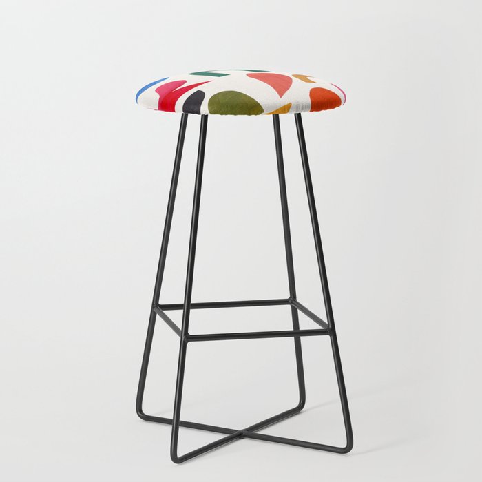 'Night Garden' Abstract Colorful Paper Collage Mid Century Fun Minimal Shapes by Ejaaz Haniff Stool Gallery Image 1