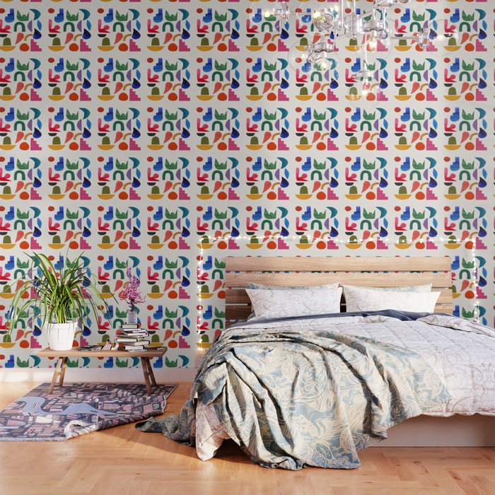 'Night Garden' Abstract Colorful Paper Collage Mid Century Fun Minimal Shapes by Ejaaz Haniff Wallpaper Gallery Image 3