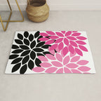 Bold Colorful Hot Pink Black Dahlia Flower Burst Petals Rug Gallery Image 1