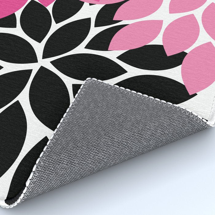 Bold Colorful Hot Pink Black Dahlia Flower Burst Petals Rug Gallery Image 4