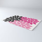 Bold Colorful Hot Pink Black Dahlia Flower Burst Petals Rug Gallery Image 3