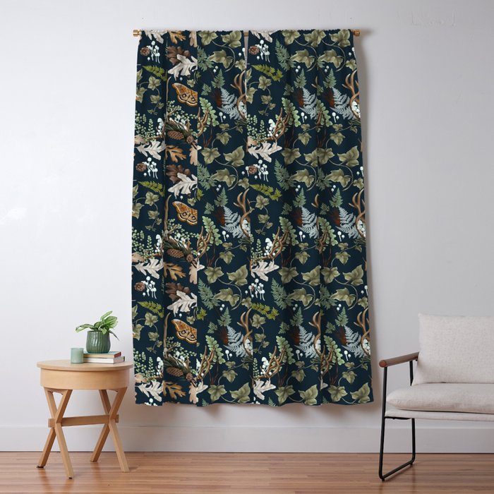 Bohemian leafy forest at night Window Curtain Gallery Image 5