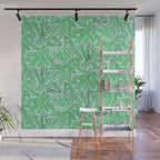 Winter Berries & Pine Branches in Green Wall Mural Gallery Image 1