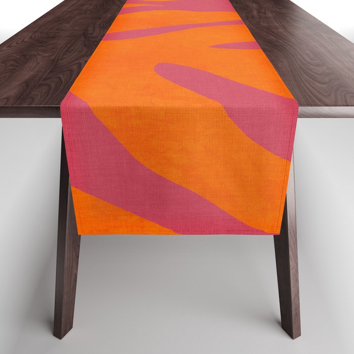 monstera pink orange summer plant leaves Table Runner Gallery Image 1