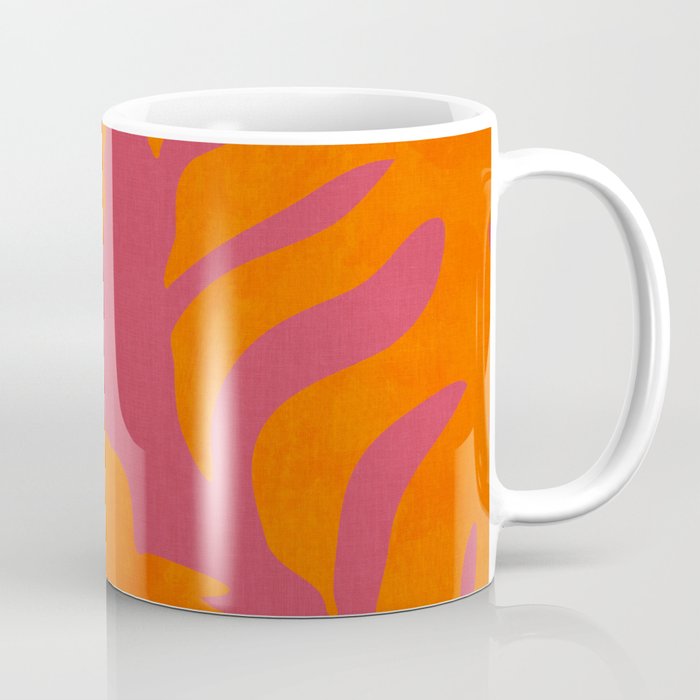 monstera pink orange summer plant leaves Coffee Mug Gallery Image 1