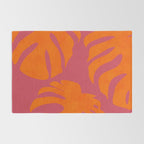 monstera pink orange summer plant leaves Rug Gallery Image 2