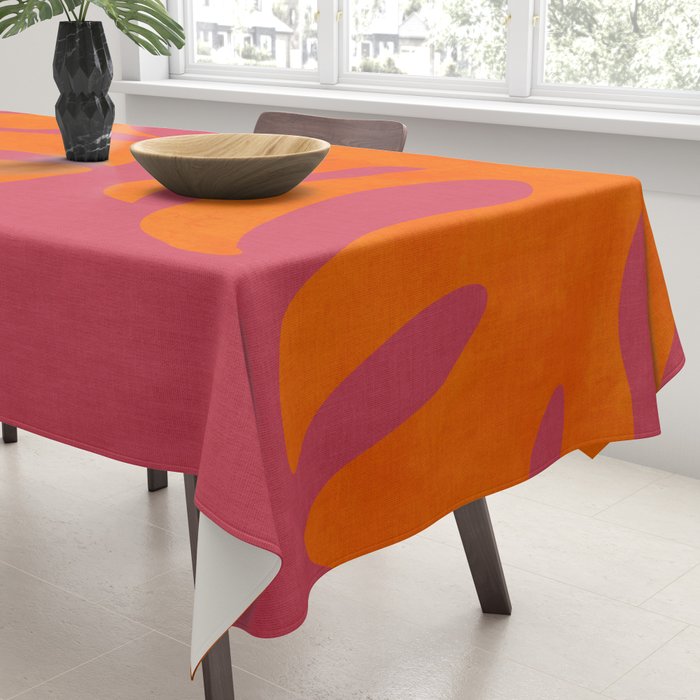 monstera pink orange summer plant leaves Tablecloth Gallery Image 3